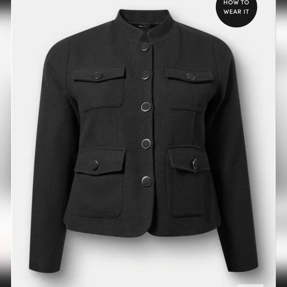 NWT Torrid Black Tweed Women's Blazer with Button Details